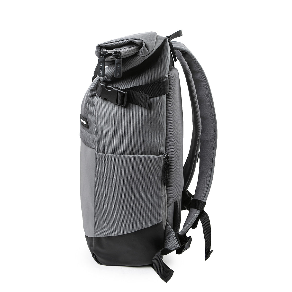 Road Mentor Rolltop Rucksack grau Vorderseite Seite